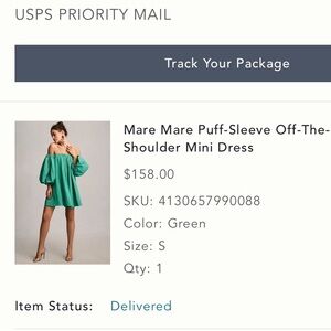 Anthropologie Emerald Puff-Sleeve Mini Dress
